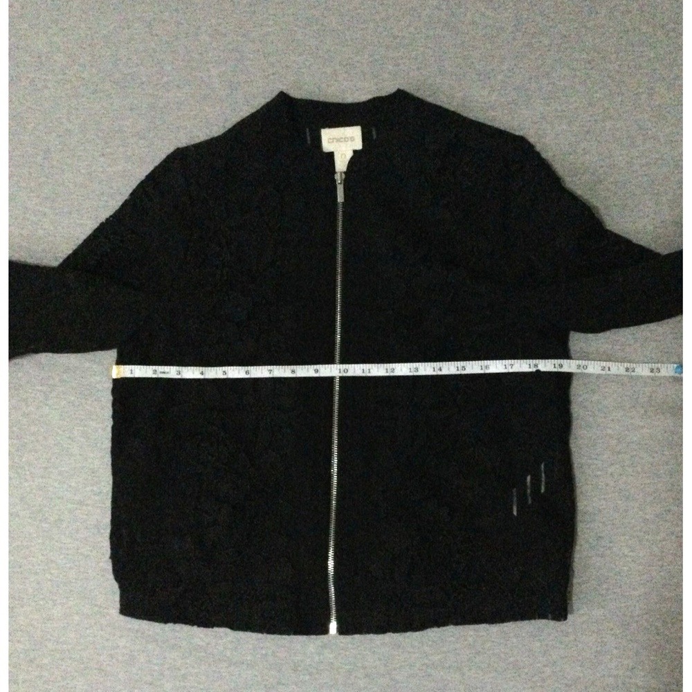 Chico's Jacket Womens 0 Black Floral Embroidered Crochet Lace Boho zipper US S - Picture 14 of 14